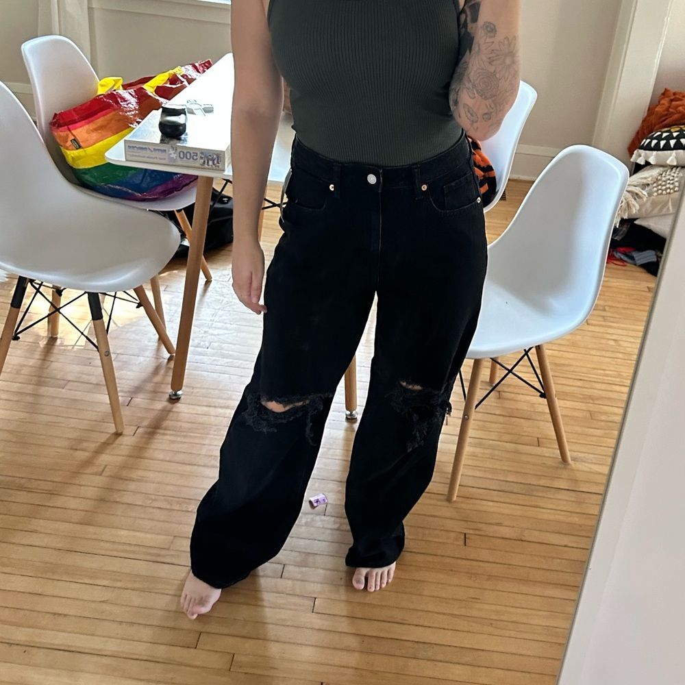 wild fable Black Distressed Boyfriend Jeans